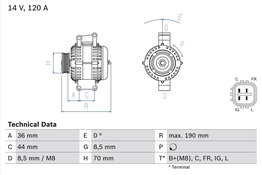 Generator / Alternator BOSCH 0 986 082 050