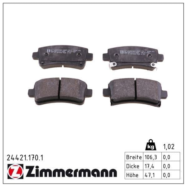 set placute frana,frana disc ZIMMERMANN 24421.170.1