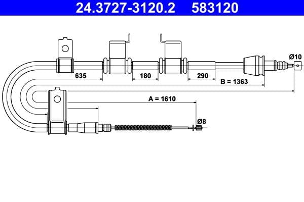 Cablu, frana de parcare ATE 24.3727-3120.2