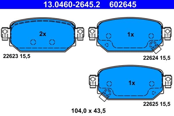 set placute frana,frana disc ATE 13.0460-2645.2
