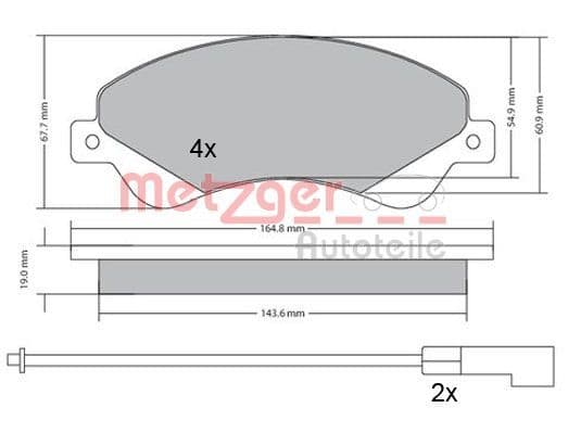 set placute frana,frana disc METZGER 1170146