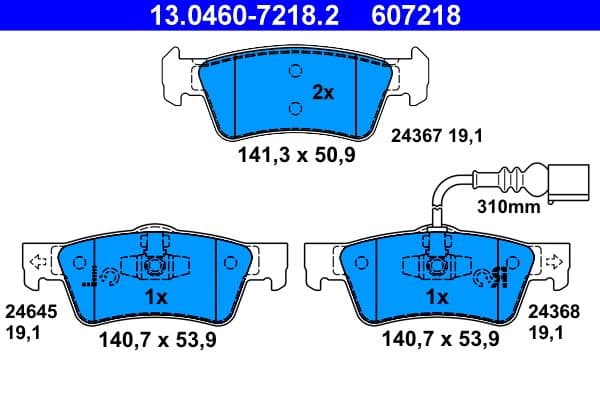 set placute frana,frana disc ATE 13.0460-7218.2