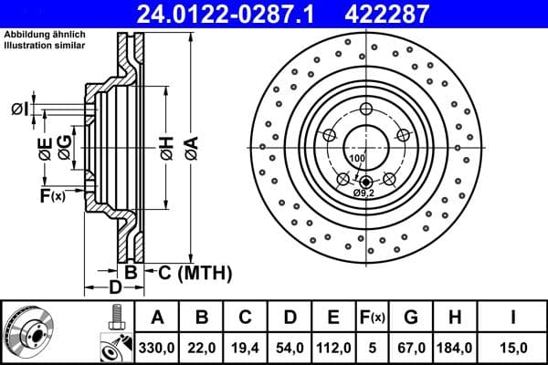 Disc frana ATE 24.0122-0287.1