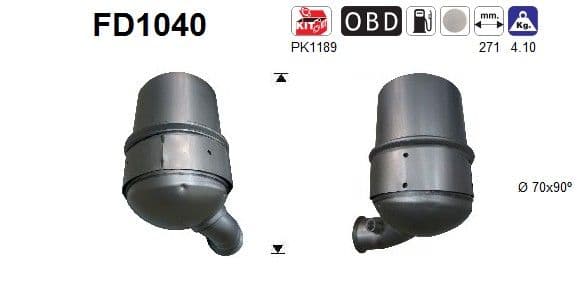 Filtru funingine/particule, sist.de esapament AS FD1040