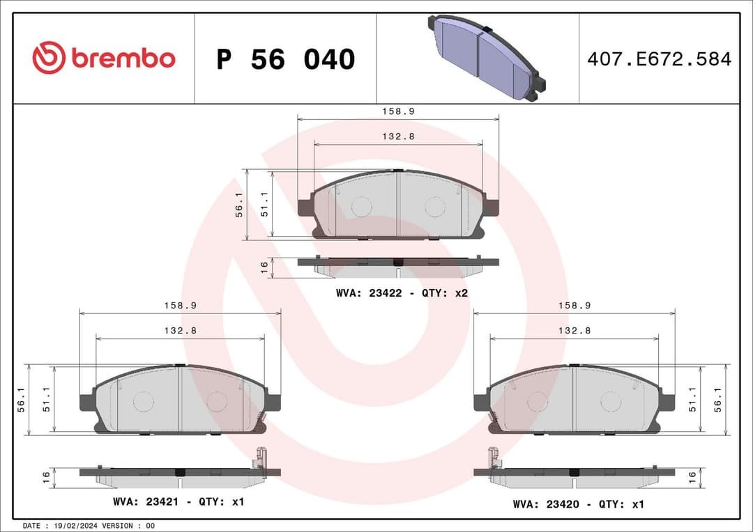 set placute frana,frana disc BREMBO PRIME LINE P 56 040