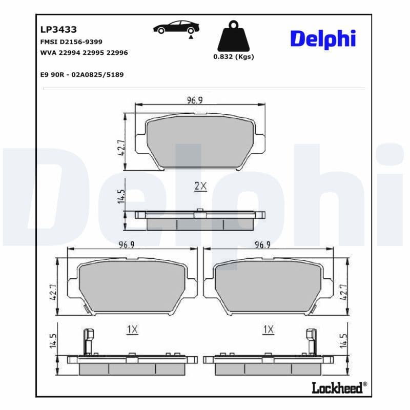 set placute frana,frana disc DELPHI LP3433