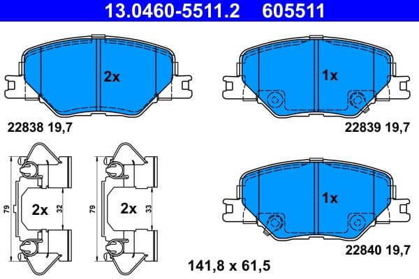 set placute frana,frana disc ATE 13.0460-5511.2