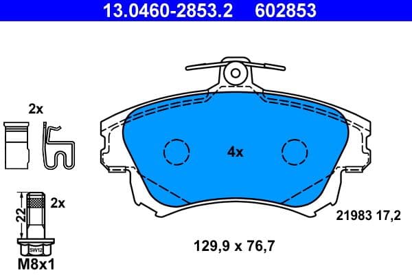 set placute frana,frana disc ATE 13.0460-2853.2