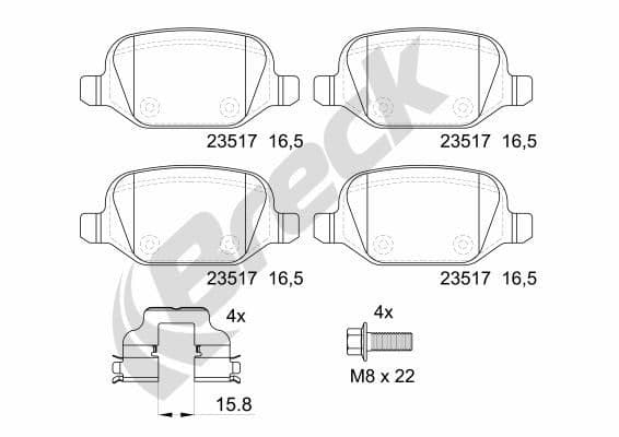 set placute frana,frana disc BRECK 23517 00 704 00