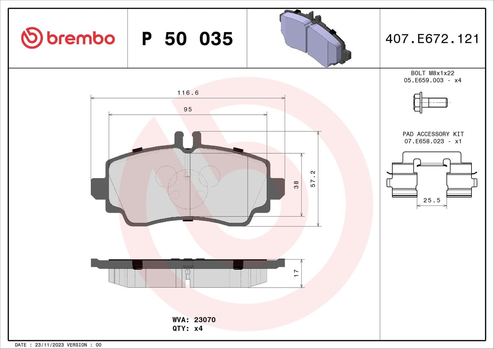set placute frana,frana disc BREMBO PRIME LINE P 50 035