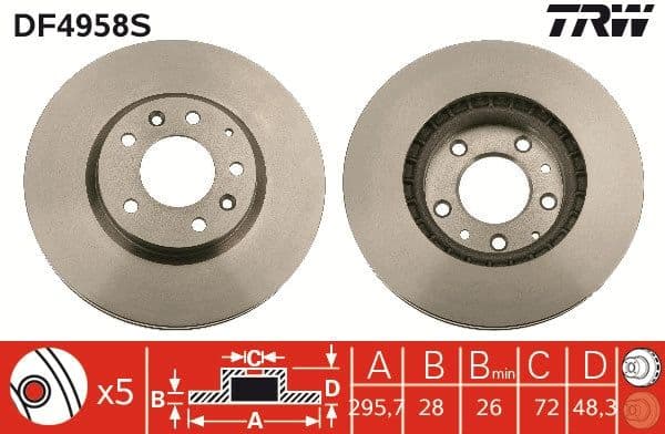 Disc frana TRW SINGLE DF4958S