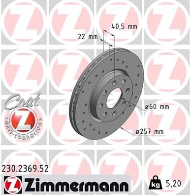 Disc frana ZIMMERMANN SPORT Z 230.2369.52