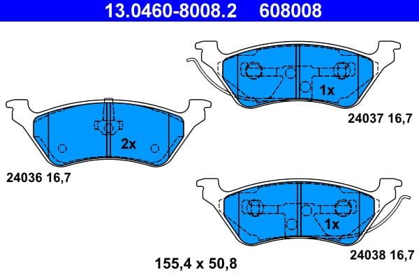 set placute frana,frana disc ATE 13.0460-8008.2