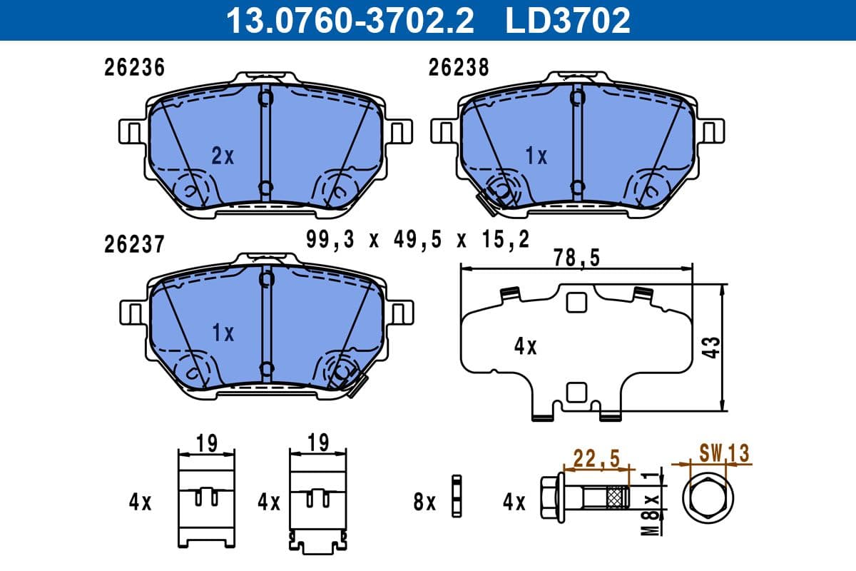set placute frana,frana disc ATE Ceramic 13.0470-3702.2