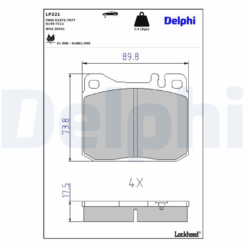 set placute frana,frana disc DELPHI LP221