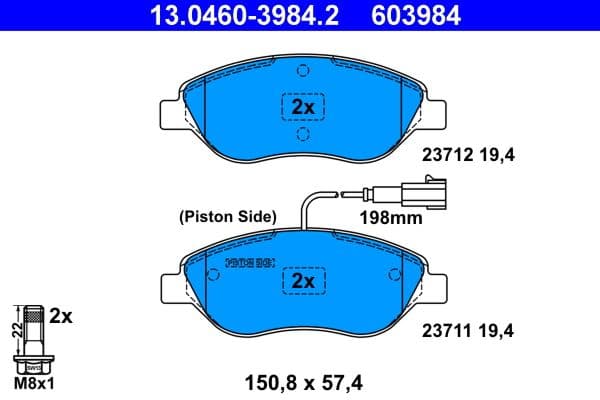 set placute frana,frana disc ATE 13.0460-3984.2