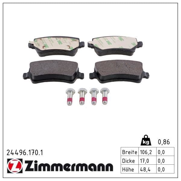 set placute frana,frana disc ZIMMERMANN 24496.170.1