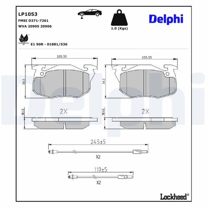 set placute frana,frana disc DELPHI LP1053