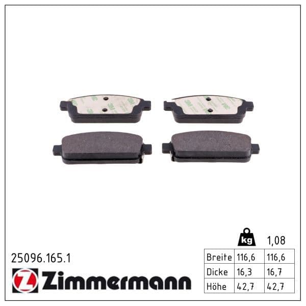 set placute frana,frana disc ZIMMERMANN 25096.165.1
