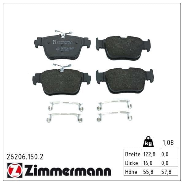 set placute frana,frana disc ZIMMERMANN 26206.160.2