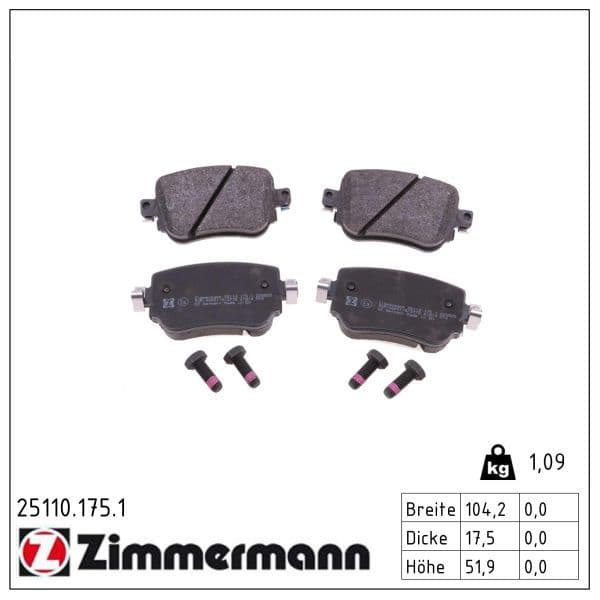 set placute frana,frana disc ZIMMERMANN 25110.175.1