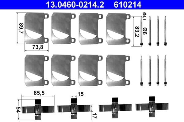 Set accesorii, placute frana ATE 13.0460-0214.2