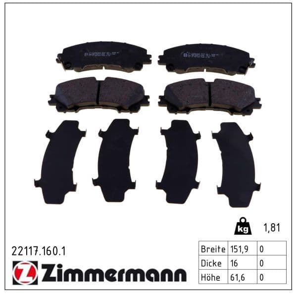 set placute frana,frana disc ZIMMERMANN 22117.160.1