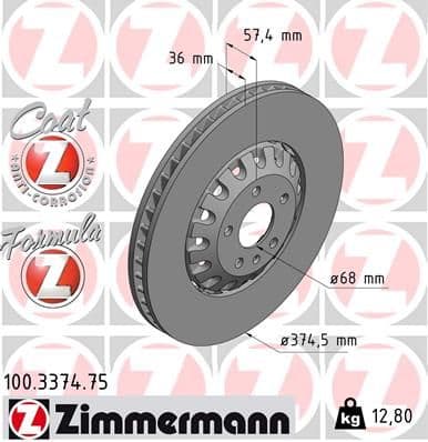 Disc frana ZIMMERMANN FORMULA Z 100.3374.75