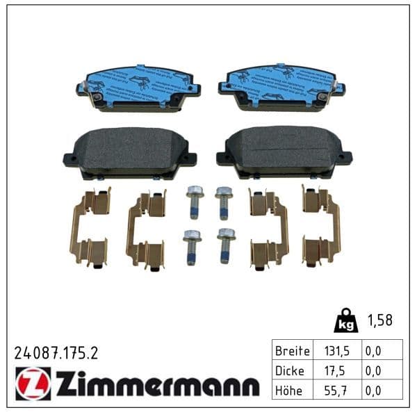 set placute frana,frana disc ZIMMERMANN 24087.175.2