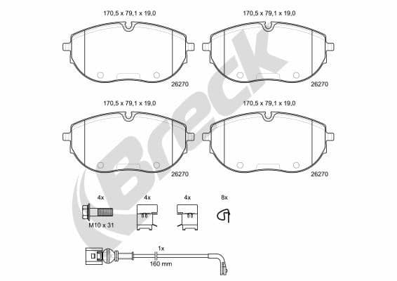 set placute frana,frana disc BRECK 26270 00 703 00