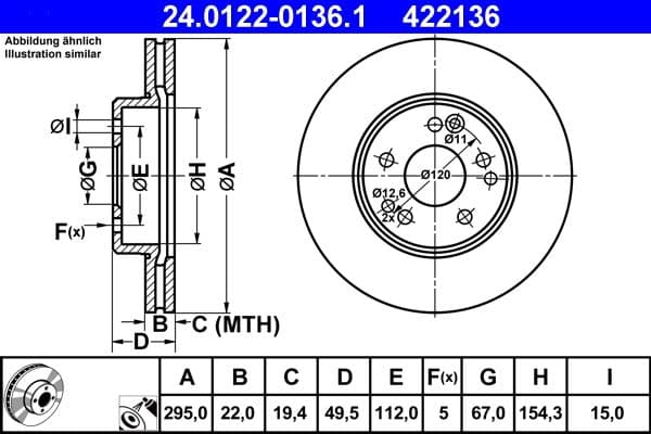 Disc frana ATE 24.0122-0136.1