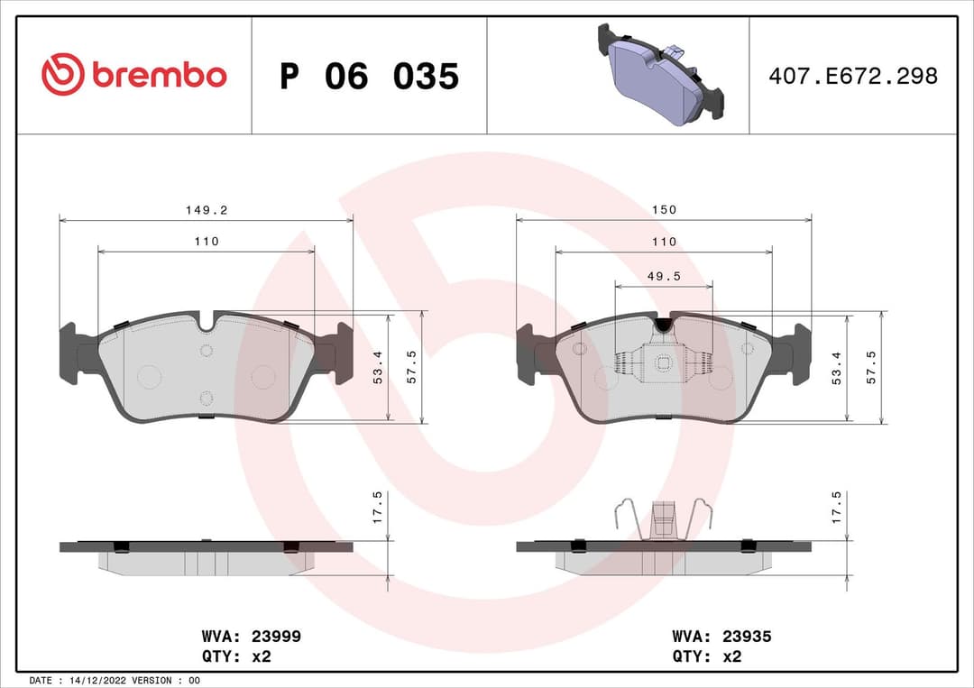 set placute frana,frana disc BREMBO PRIME LINE P 06 035