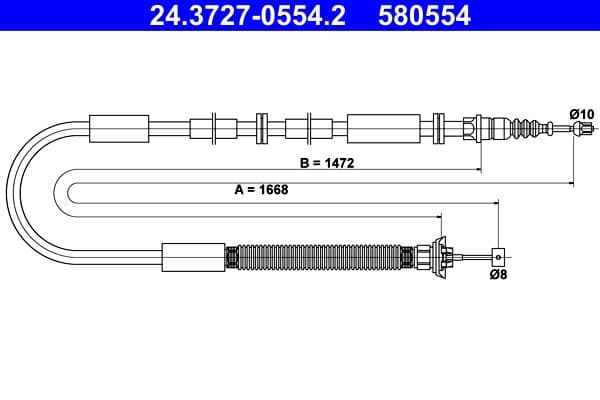 Cablu, frana de parcare ATE 24.3727-0554.2