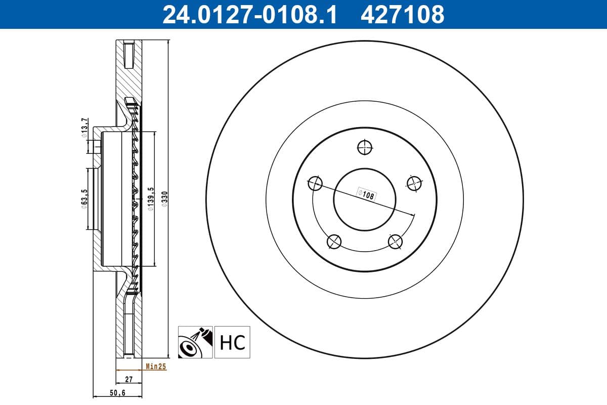 Disc frana ATE 24.0127-0108.1
