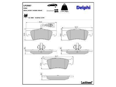 set placute frana,frana disc DELPHI LP2087