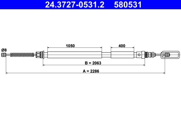 Cablu, frana de parcare ATE 24.3727-0531.2