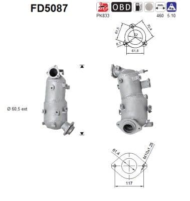 Filtru funingine/particule, sist.de esapament AS FD5087