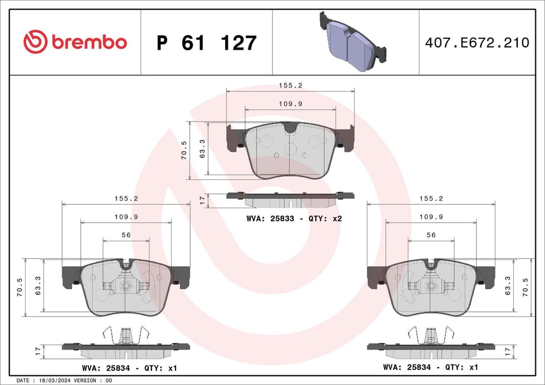 set placute frana,frana disc BREMBO PRIME LINE P 61 127