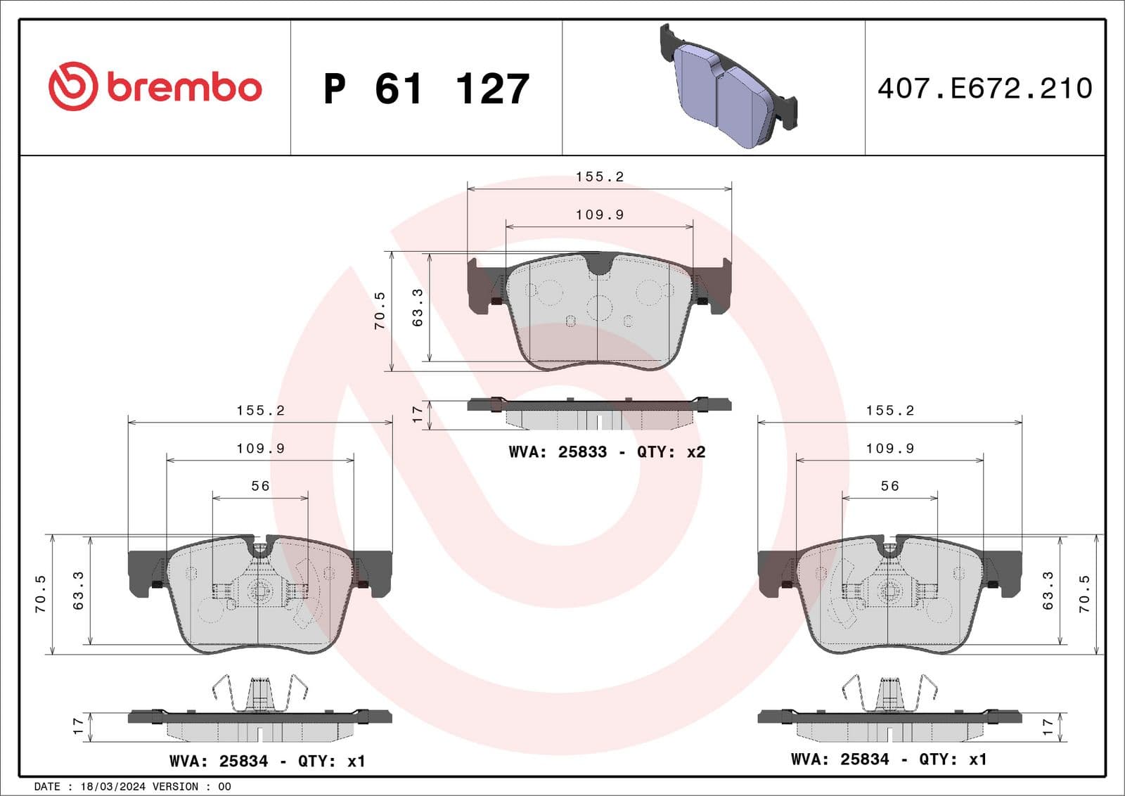 set placute frana,frana disc BREMBO PRIME LINE P 61 127