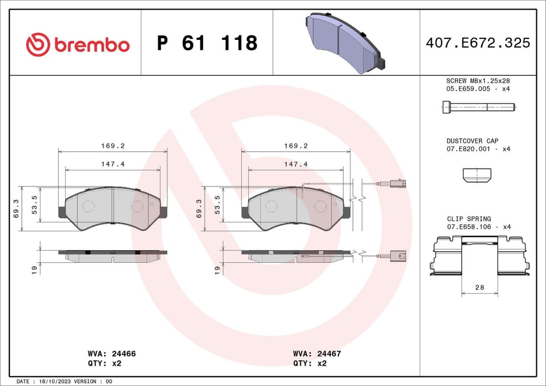 set placute frana,frana disc BREMBO PRIME LINE P 61 118