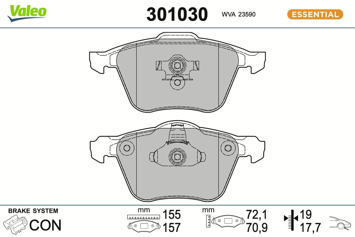 set placute frana,frana disc VALEO ESSENTIAL 301030