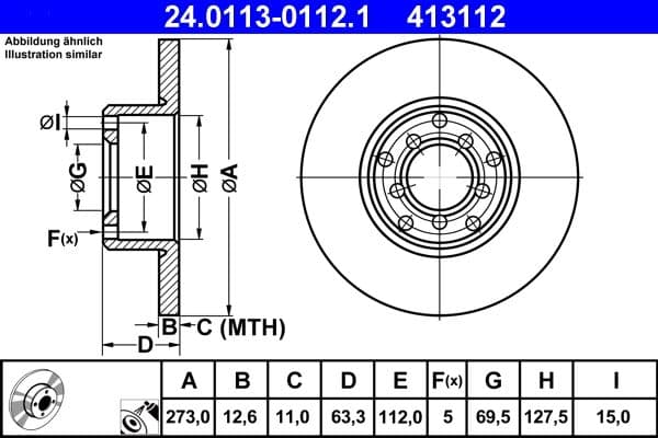 Disc frana ATE 24.0113-0112.1