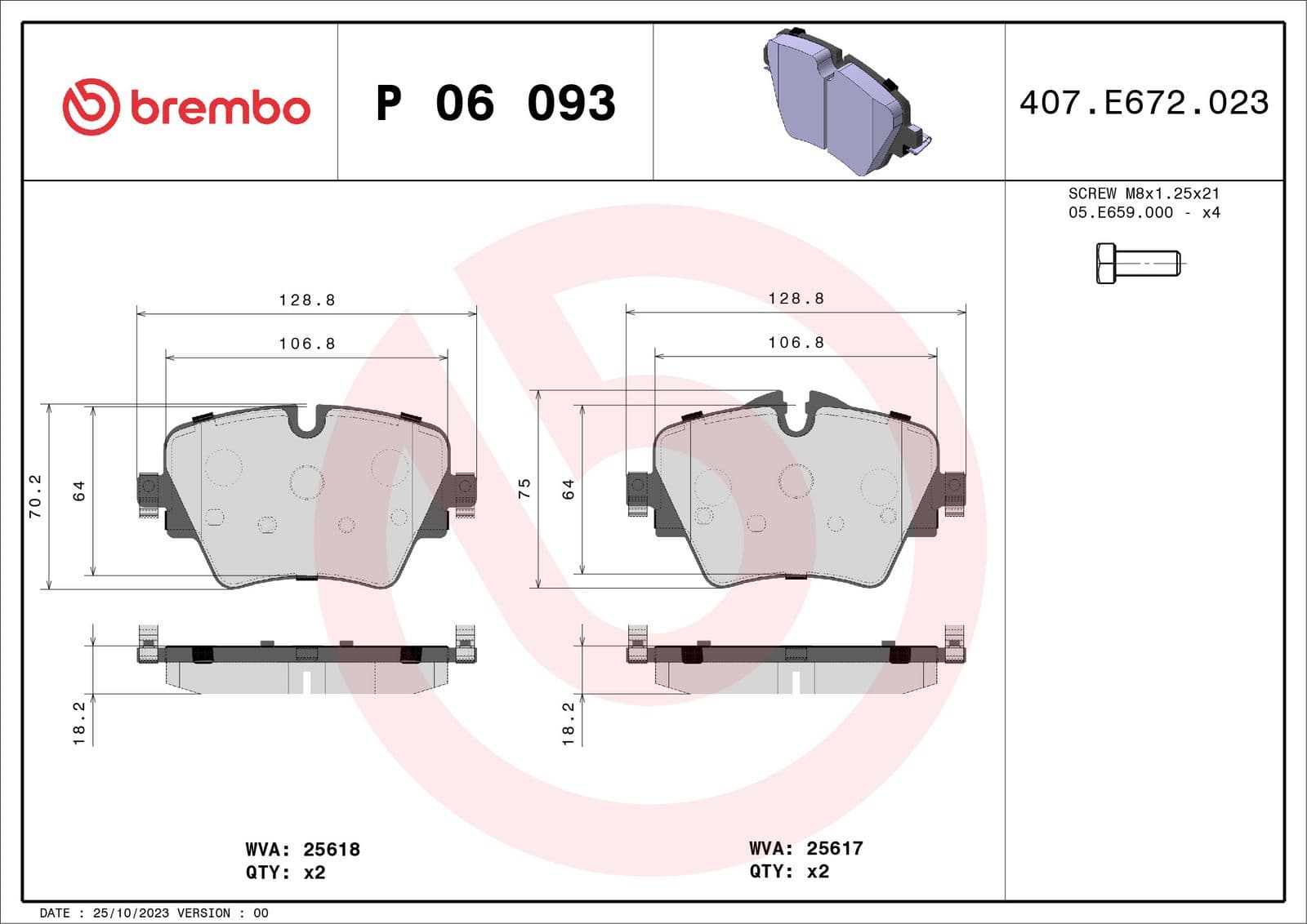 set placute frana,frana disc BREMBO PRIME LINE P 06 093