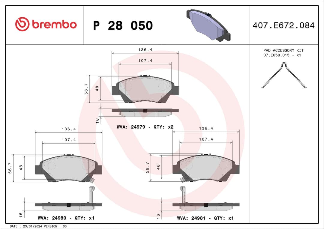set placute frana,frana disc BREMBO PRIME LINE P 28 050