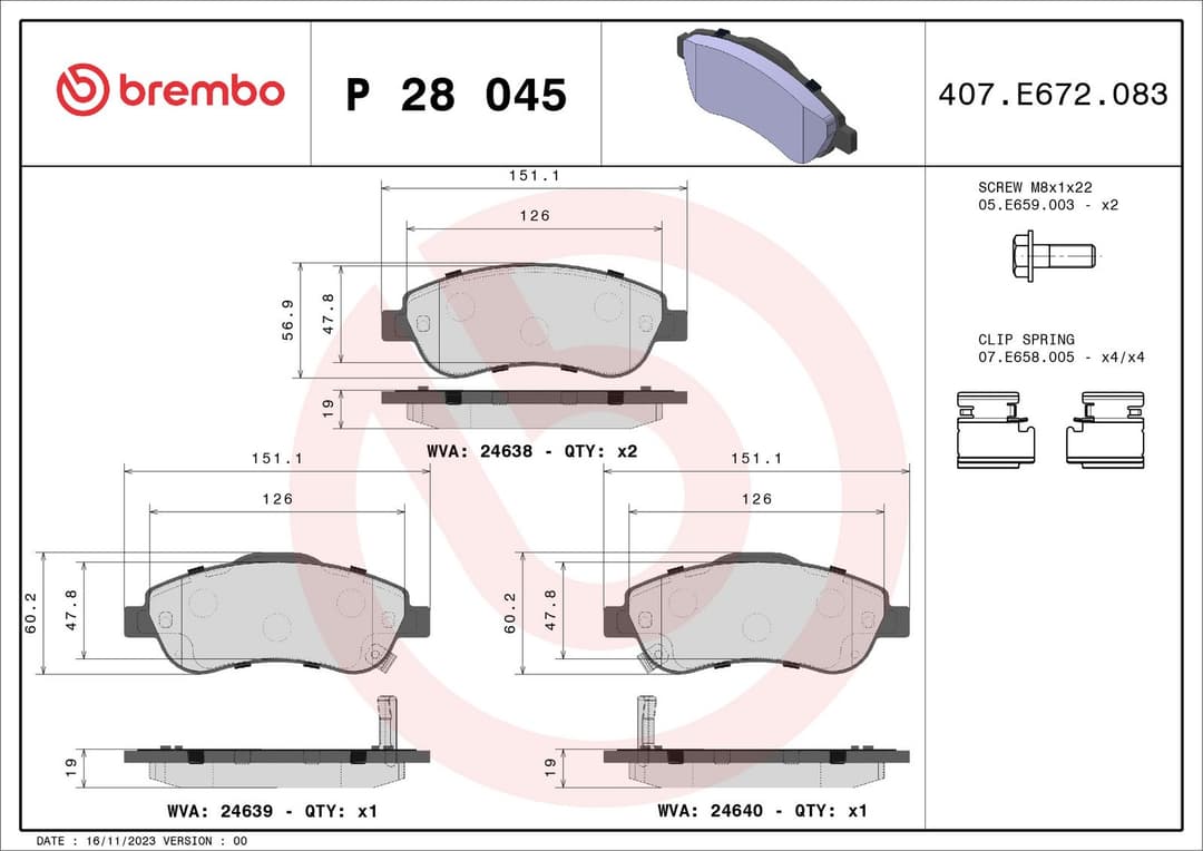 set placute frana,frana disc BREMBO PRIME LINE P 28 045