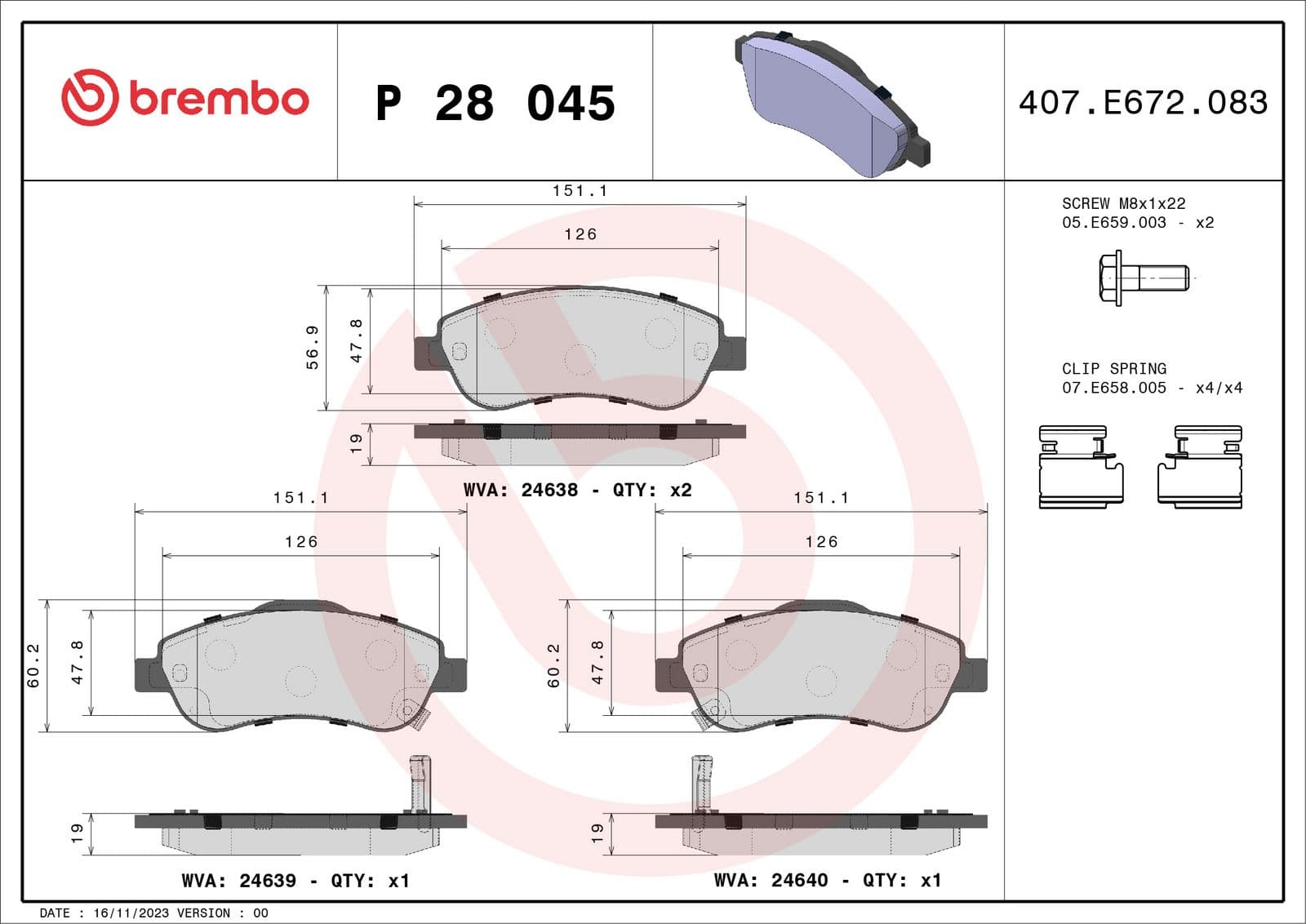 set placute frana,frana disc BREMBO PRIME LINE P 28 045