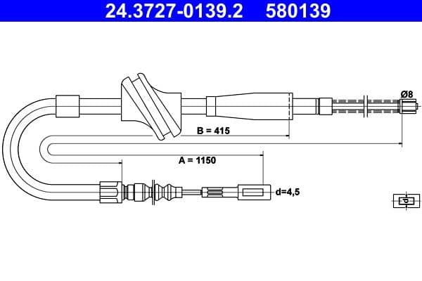 Cablu, frana de parcare ATE 24.3727-0139.2