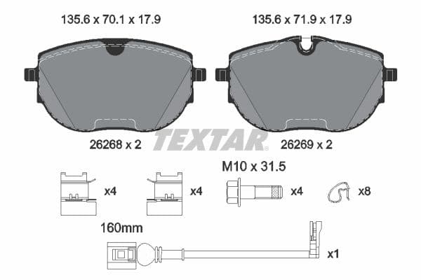 set placute frana,frana disc TEXTAR Q+ 2626801