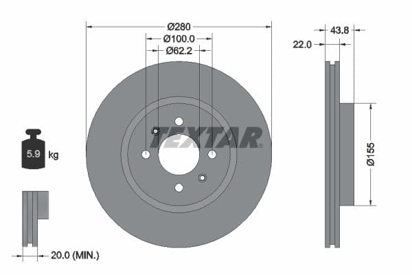 Disc frana TEXTAR PRO 92288303