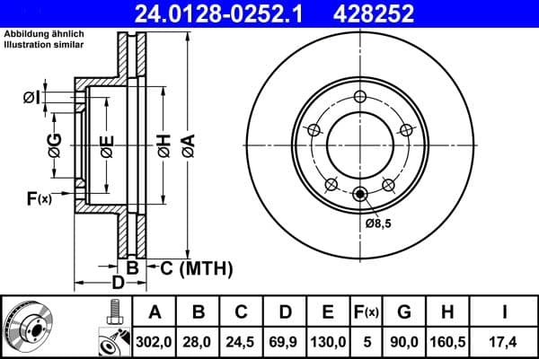 Disc frana ATE 24.0128-0252.1